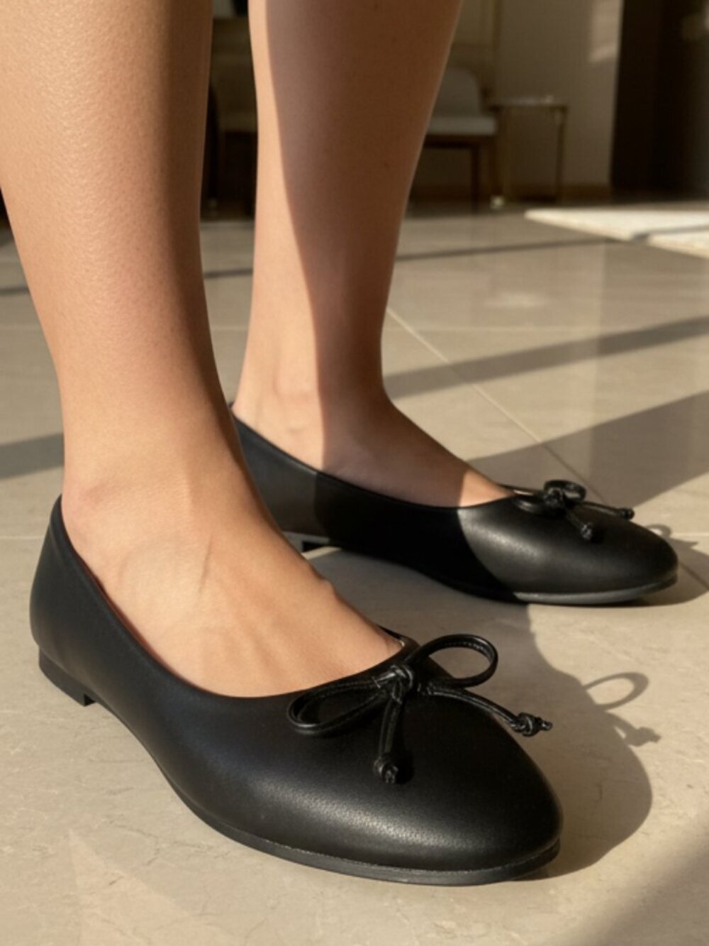 NWT PAZZLE Black Bow Pointed Toe Ballet Flats